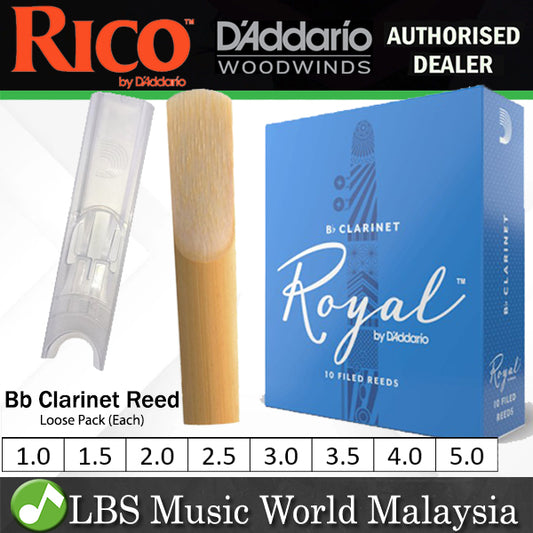 Royal by D'addario Bb Clarinet Reed Loose Pack - 1.0 / 1.5 / 2.0 / 2.5 / 3.0 / 3.5 / 4.0 / 5.0 - Each (Daddario Reeds)