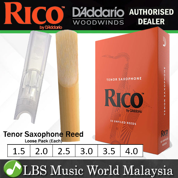 Rico by D'addario Tenor Saxophone Reed Loose Pack - 1.5 / 2.0 / 2.5 / 3.0 / 3.5 / 4.0 - Each (Daddario Sax Reeds)