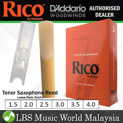 Rico by D'addario Tenor Saxophone Reed Loose Pack - 1.5 / 2.0 / 2.5 / 3.0 / 3.5 / 4.0 - Each (Daddario Sax Reeds)