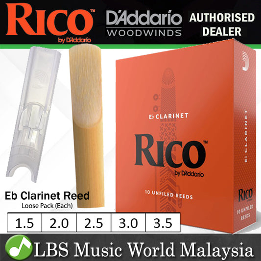 Rico by D'addario Eb Clarinet Reed Loose Pack - 1.5 / 2.0 / 2.5 / 3.0 / 3.5 - Each (Daddario Reeds)