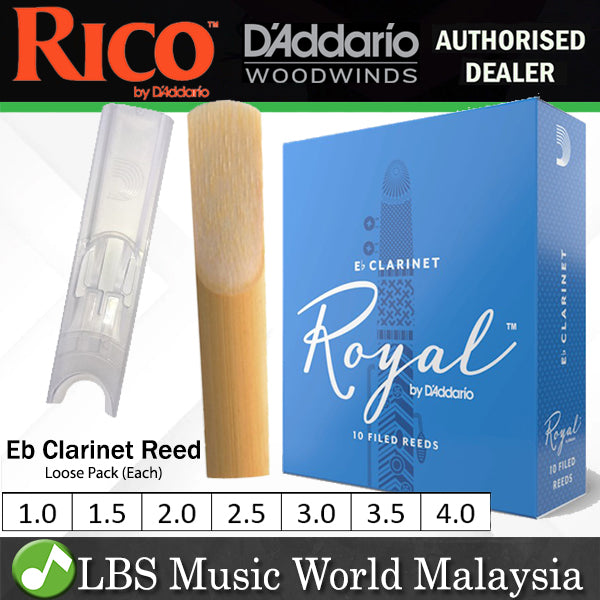 Royal by D'addario Eb Clarinet Reed Loose Pack - 1.0 / 1.5 / 2.0 / 2.5 / 3.0 / 3.5 / 4.0 / 5.0 - Each (Daddario Reeds)