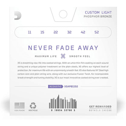 D'addario XSAPB1152 Acoustic Guitar String Anti Rust Daddario Custom Light Set (11-52)