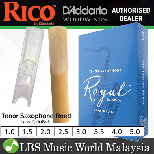 Royal by D'addario Tenor Saxophone Reed Loose Pack - 1.0 / 1.5 / 2.0 / 2.5 / 3.0 / 3.5 / 4.0 / 5.0 - Each (Daddario Sax Reeds)
