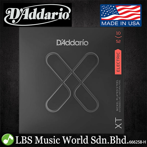 D'Addario XTE1052 XT Nickel Plated Steel Electric Guitar String Light Top Heavy Bottom Daddario (10-52)