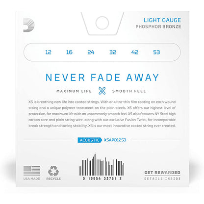 D'addario XSAPB1253 Acoustic Guitar String Anti Rust Daddario Light Set (12-53)