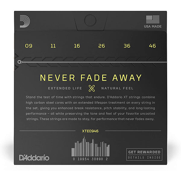 D'Addario XTE0946 XT Nickel Plated Steel Electric Guitar String Super Light Top Regular Bottom Daddario (9-46)