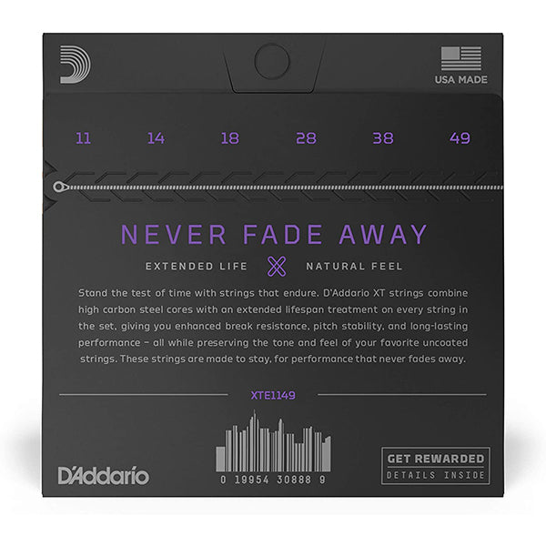 D'addario XTE1149 XT Nickel Plated Steel Electric Guitar String Medium Gauge Daddario D Addario (11-49)