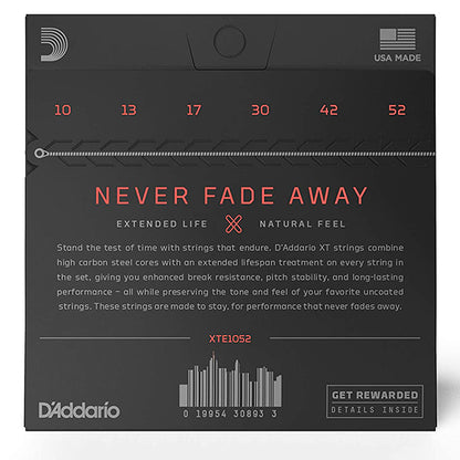D'Addario XTE1052 XT Nickel Plated Steel Electric Guitar String Light Top Heavy Bottom Daddario (10-52)