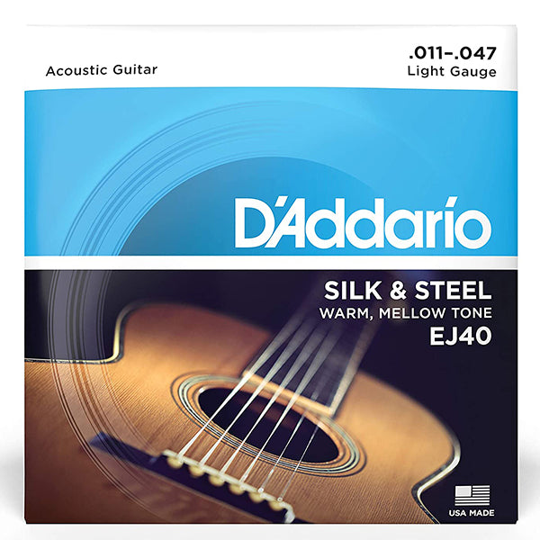 D'Addario EJ40 Silk and Steel Folk Acoustic Guitar String Light Gauge Daddario (11-47)