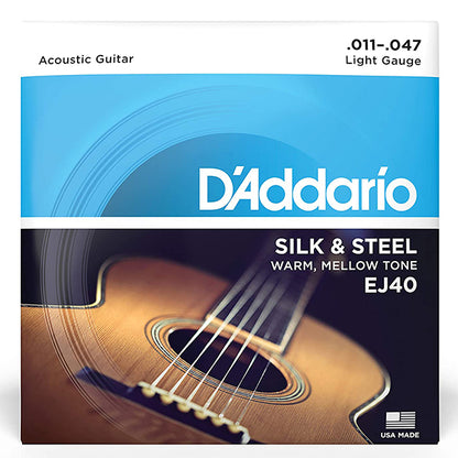 D'Addario EJ40 Silk and Steel Folk Acoustic Guitar String Light Gauge Daddario (11-47)