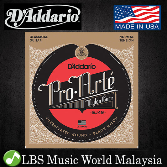 D'addario EJ49 Pro-Arté Nylon Classical Guitar String Black Nylon Trebles Daddario D addario (Normal Tension)