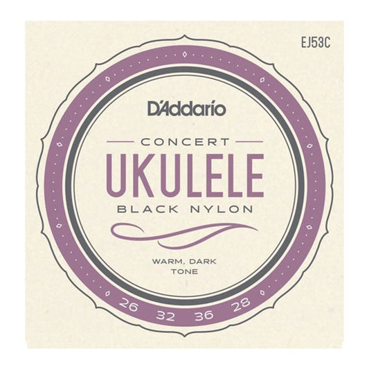 D'addario EJ53C Pro-Arté Rectified Black Nylon Ukulele String Concert Ukulele Hawaii Guitar (EJ 53C)