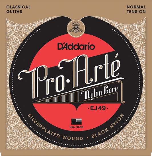 D'addario EJ49 Pro-Arté Nylon Classical Guitar String Black Nylon Trebles Daddario D addario (Normal Tension)