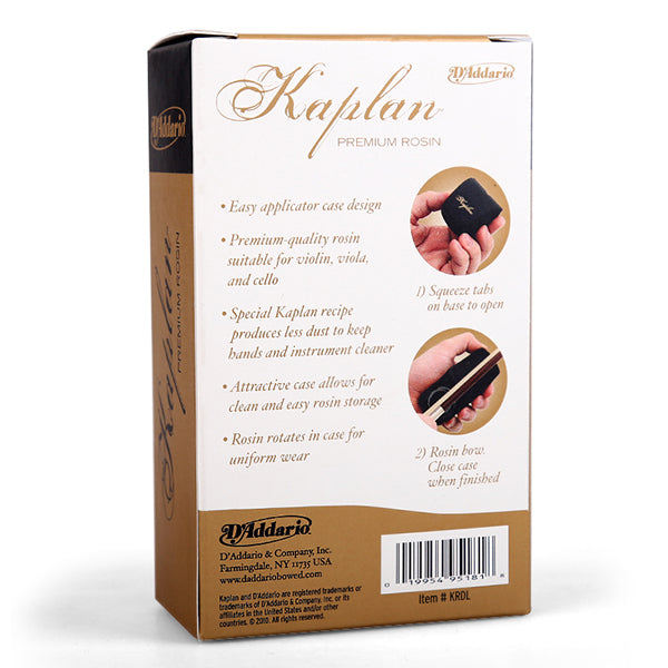 D'Addario KRDL Kaplan Premium Rosin Light with Case For Violin Viola and Cello (Daddario)