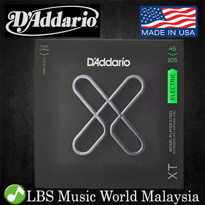 D'Addario XTB45105 XT Nickel Plated Steel Electric Bass Guitar String Daddario D Addario (45-105)