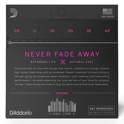 D'addario XTE0942 XT Nickel Plated Steel Electric Guitar String Super Light Daddario D Addario (09-42)