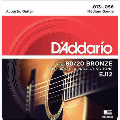 D'addario EJ12 80/20 Bronze Acoustic Guitar Strings 13-56 Daddario D addario (EJ 12)