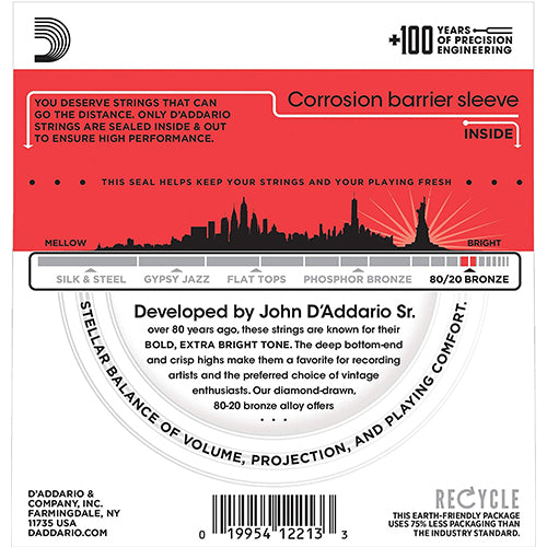 D'addario EJ12 80/20 Bronze Acoustic Guitar Strings 13-56 Daddario D addario (EJ 12)