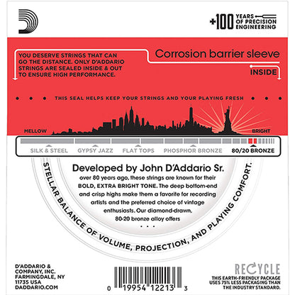 D'addario EJ12 80/20 Bronze Acoustic Guitar Strings 13-56 Daddario D addario (EJ 12)