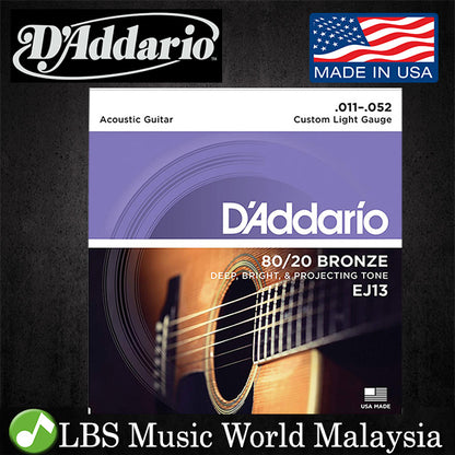 D'addario EJ13 80/20 Bronze Acoustic Guitar Strings 11-52 Daddario D addario (EJ 13)