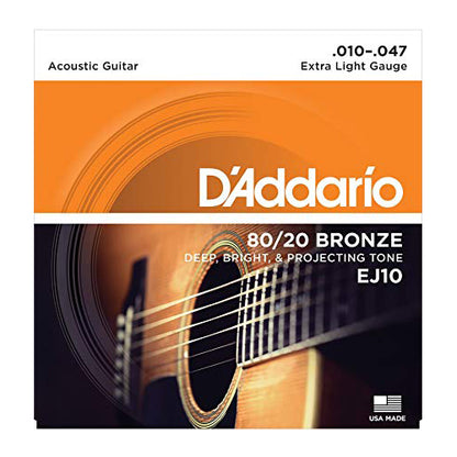 D'addario EJ10 80/20 Bronze Acoustic Guitar Strings 10-47 Daddario D Addario (EJ 10 EJ10E)