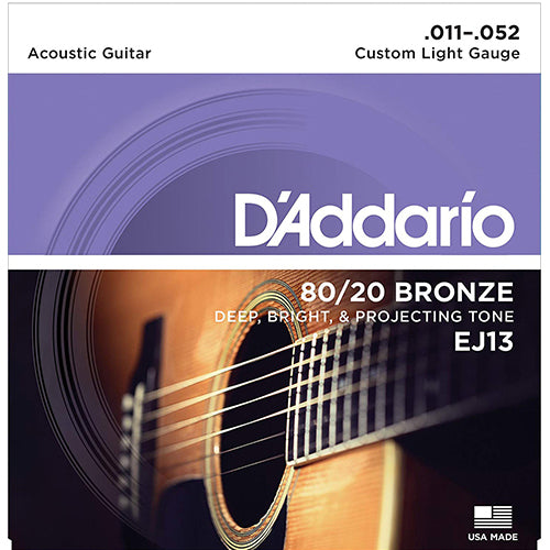 D'addario EJ13 80/20 Bronze Acoustic Guitar Strings 11-52 Daddario D addario (EJ 13)