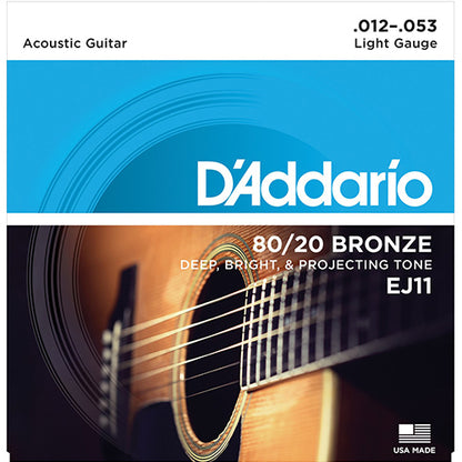 D'addario EJ11 80/20 Bronze Acoustic Guitar Strings 12-53 Daddario D addario (EJ 11 EJ11E)