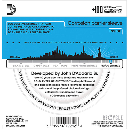 D'addario EJ11 80/20 Bronze Acoustic Guitar Strings 12-53 Daddario D addario (EJ 11 EJ11E)
