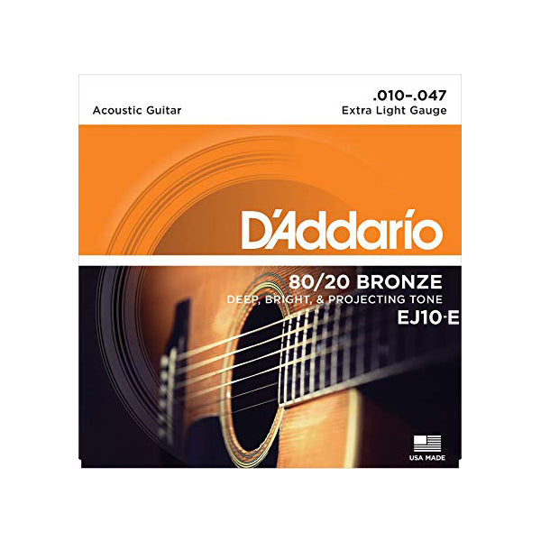 D'addario EJ10 80/20 Bronze Acoustic Guitar Strings 10-47 Daddario D Addario (EJ 10 EJ10E)