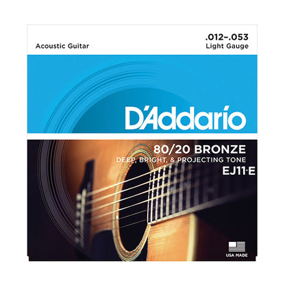 D'addario EJ11 80/20 Bronze Acoustic Guitar Strings 12-53 Daddario D addario (EJ 11 EJ11E)