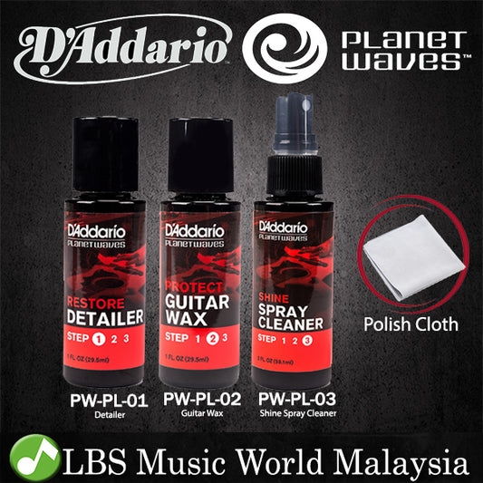 D'addario Planet Wave Instrument Care Kit Guitar Body Clean Polish Wax Pack Daddario (3 Bottle)
