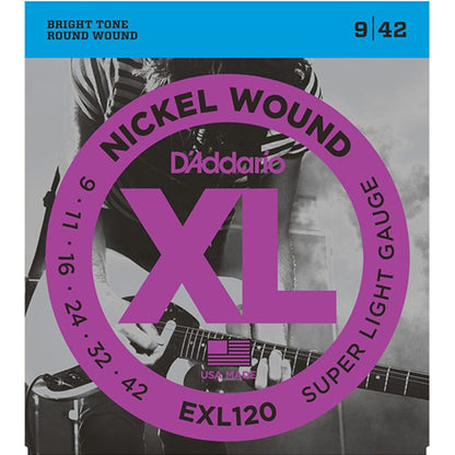 D'ADDARIO EXL120 Nickel Wound, Super Light, DADDARIO ELECTRIC GUITAR STRINGS
