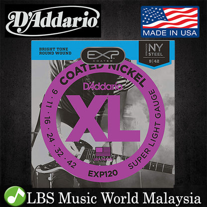 D'ADDARIO EXP120 Coated Nickel Wound, Super Light, DADDARIO ELECTRIC GUITAR STRINGS