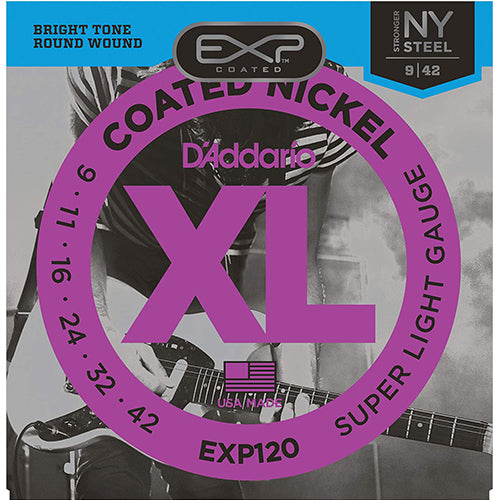 D'ADDARIO EXP120 Coated Nickel Wound, Super Light, DADDARIO ELECTRIC GUITAR STRINGS