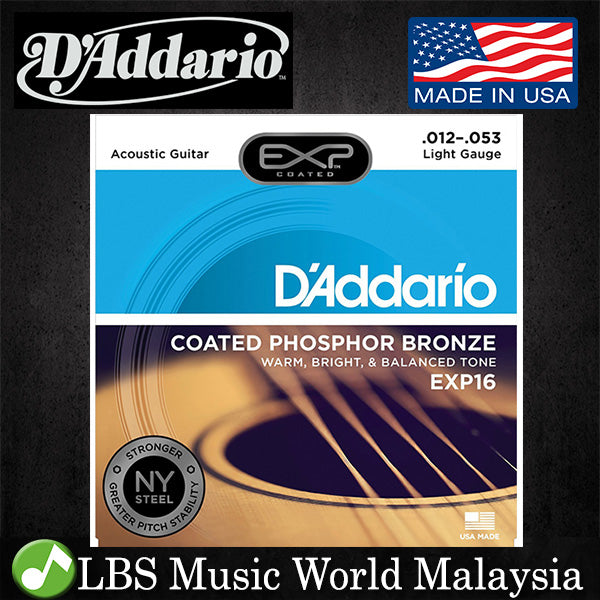 D'addario EXP16 Coated Phosphor Bronze, Light, Daddario Acoustic Guitar Strings (EXP 16)