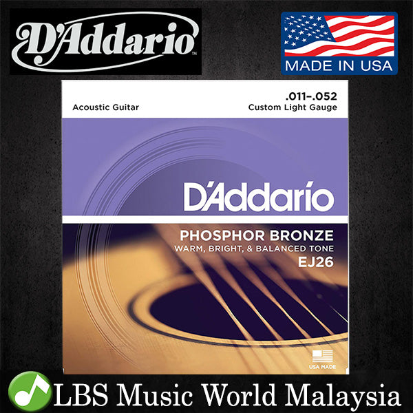 D'addario EJ26 Phosphor Bronze Custom Light  Acoustic Guitar String (11-52)