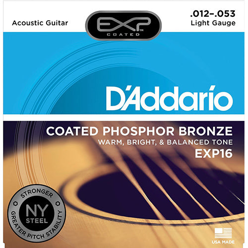 D'addario EXP16 Coated Phosphor Bronze, Light, Daddario Acoustic Guitar Strings (EXP 16)