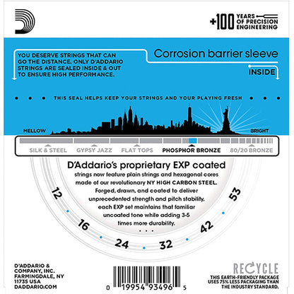 D'addario EXP16 Coated Phosphor Bronze, Light, Daddario Acoustic Guitar Strings (EXP 16)