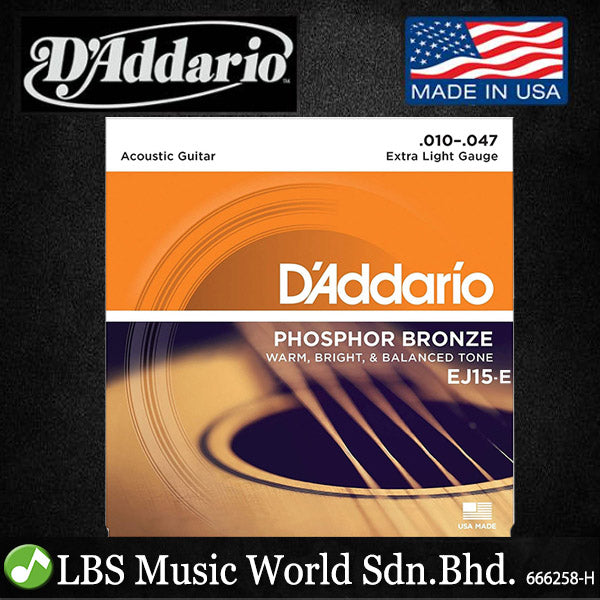 D'addario EJ15 Phosphor Bronze Extra Light Acoustic Guitar String (10-47)