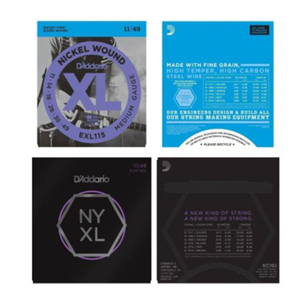 D'addario EXL115 Tin Limited Edition Electric Guitar String Nickel Wounded 4 Pack with NYXL1149 (11-49)