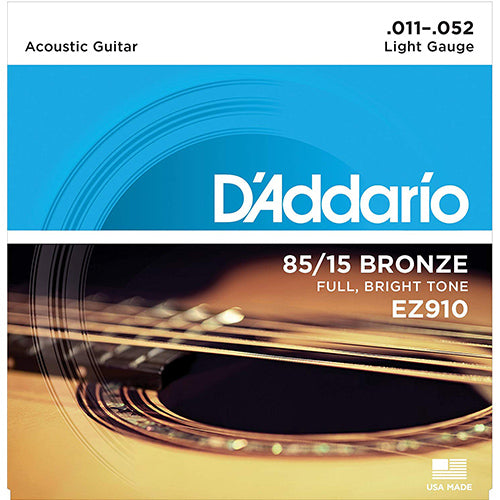 D'addario EZ910 85/15 Bronze Acoustic Guitar String (11-52)