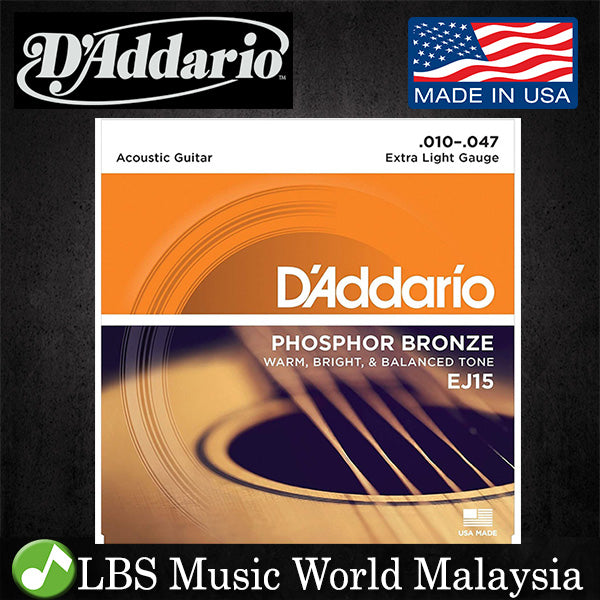 D'addario EJ15 Phosphor Bronze Extra Light Acoustic Guitar String (10-47)