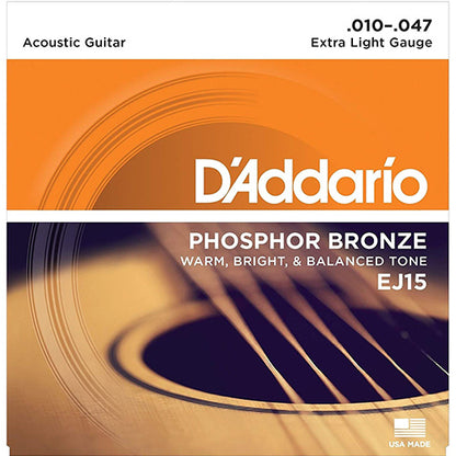 D'addario EJ15 Phosphor Bronze Extra Light Acoustic Guitar String (10-47)