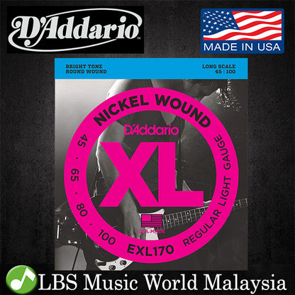 D'ADDARIO EXL170 Nickel Wound Bass, Light, DADDARIO BASS GUITAR STRINGS