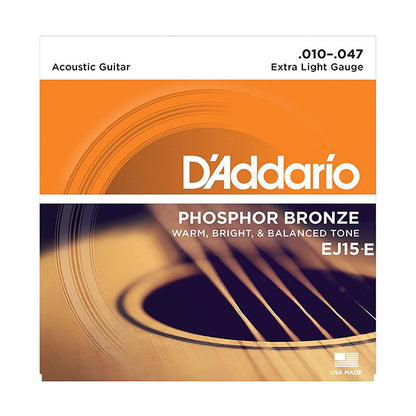 D'addario EJ15 Phosphor Bronze Extra Light Acoustic Guitar String (10-47)