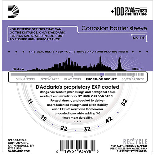 D'addario EXP26 Coated Phosphor Bronze Acoustic Guitar String 11-52 Daddario D addario (EXP 26)