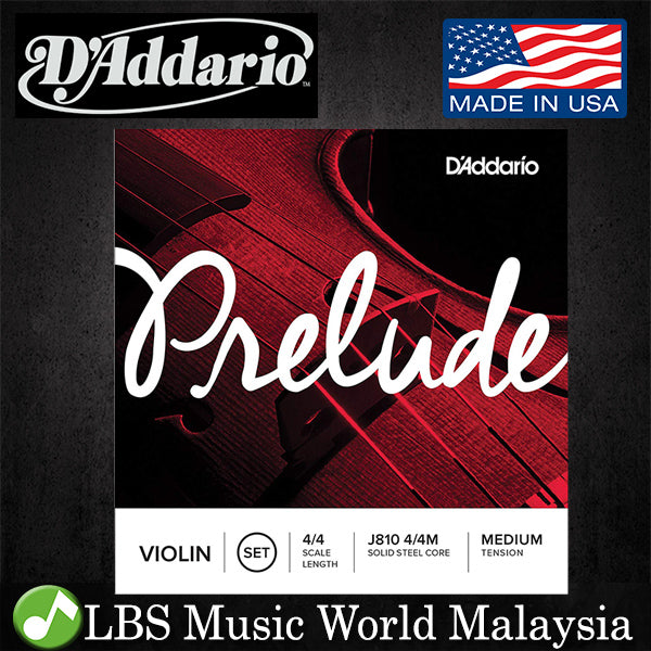D'Addario J810 Prelude Violin String Set 4/4 Scale Medium Tension Daddario D addario Violin Strings