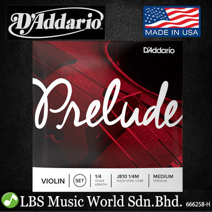D'Addario J810 Prelude Violin String Set 4/4 Scale Medium Tension Daddario D addario Violin Strings