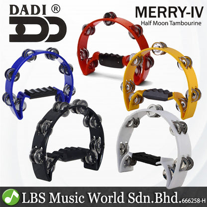 Dadi 2000-1.1 Merry IV Double Cut Away Half Moon Tambourine with Jingle For Drum Set and Percussion (Random Colour)