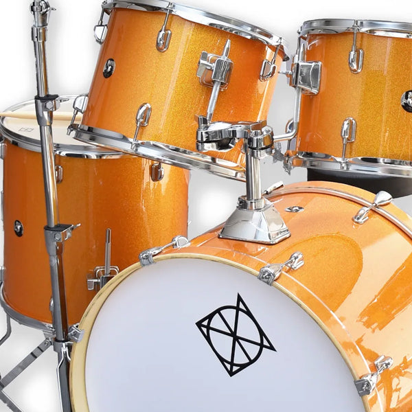 Dixon Spark SP520AMGD Drum Set Complete Standard 5 Piece Drum Kit Bundle Misty Gold